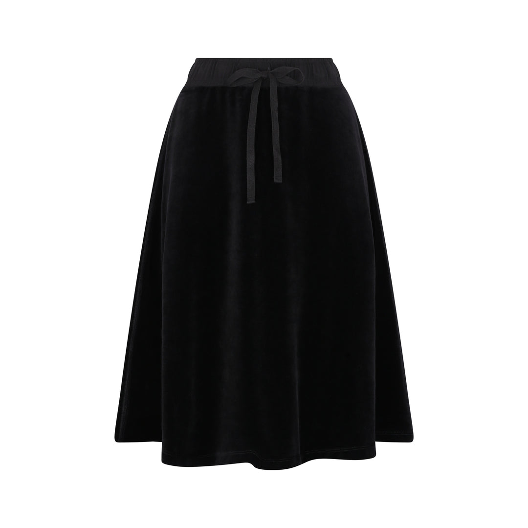 Black Velour Drawstring Short Skirt.