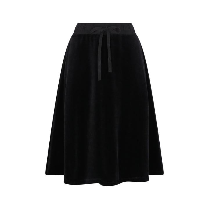 Black Velour Drawstring Short Skirt.