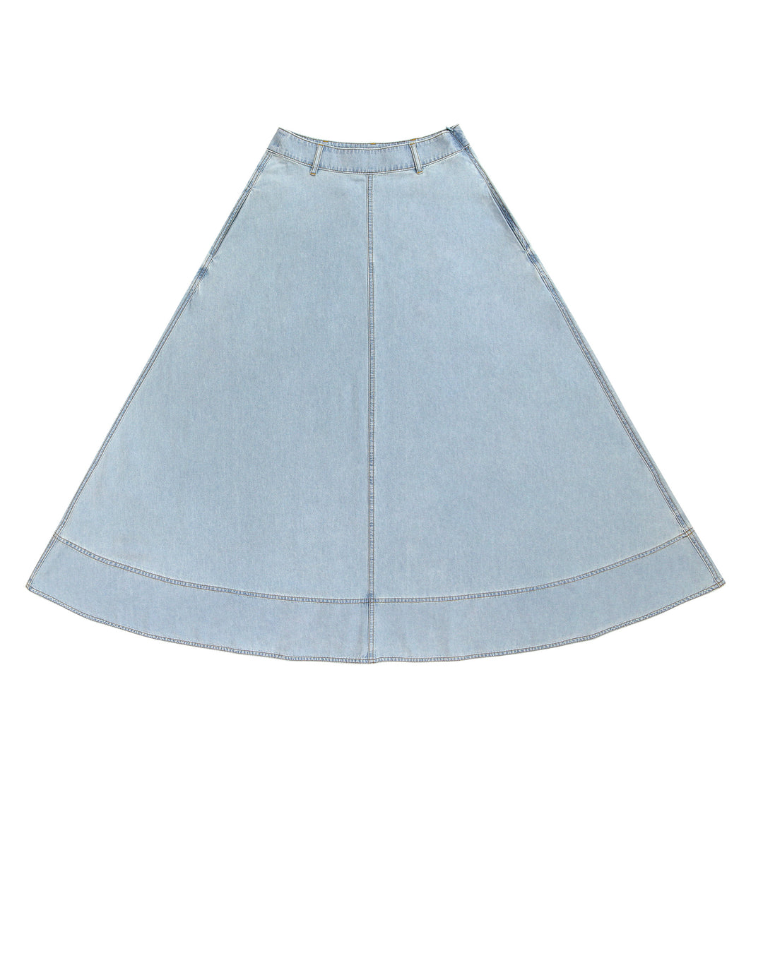 Denim Flared Maxi Skirt.