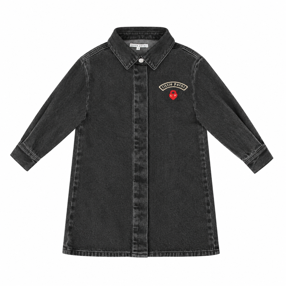 Heart Patch  Denim Shirt Dress