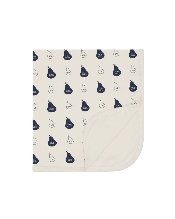 Baby blanket with pear pattern on a white background