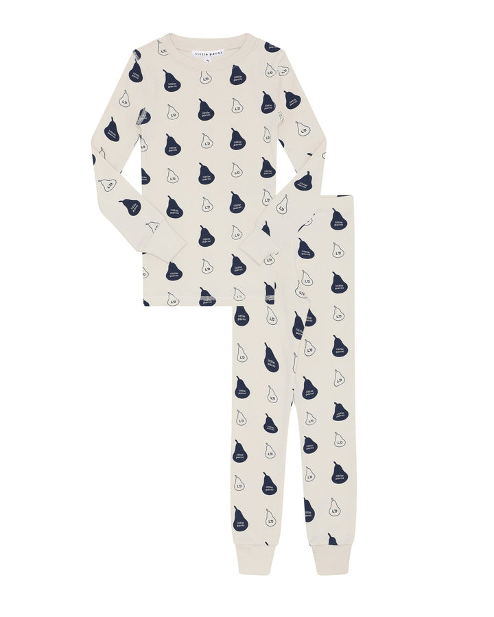 Children's pajama set with pear pattern on a white background
