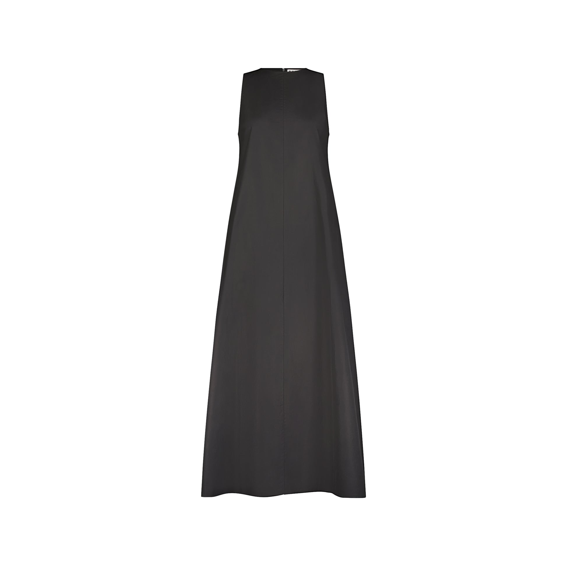 Black Sleeveless Poplin Maxi Dress.