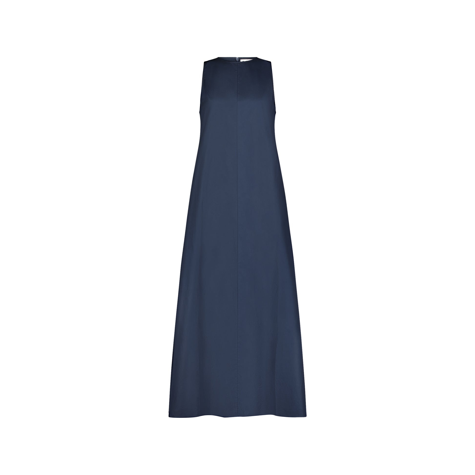 Navy Sleeveless Poplin Maxi Dress.