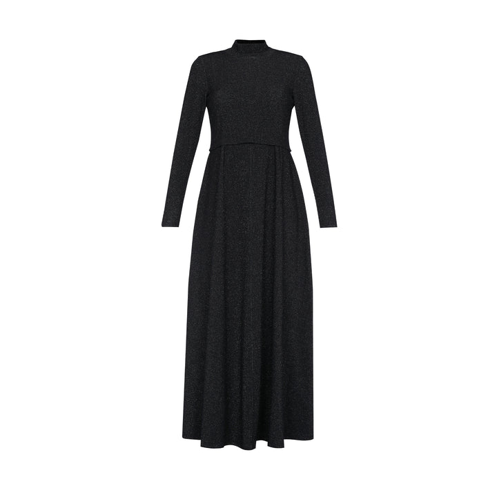 Black long-sleeve dress on a white background