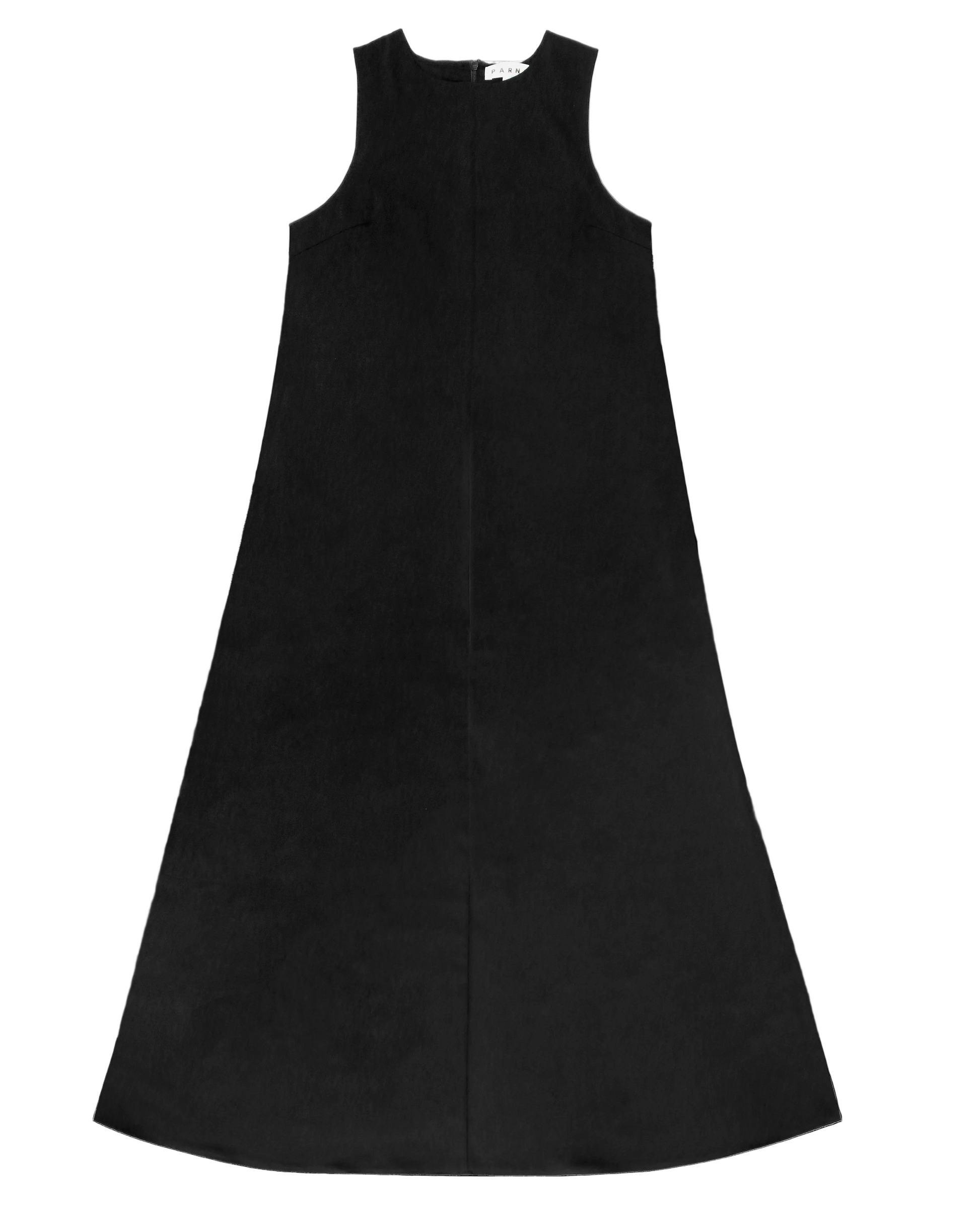 Black sleeveless dress on a white background