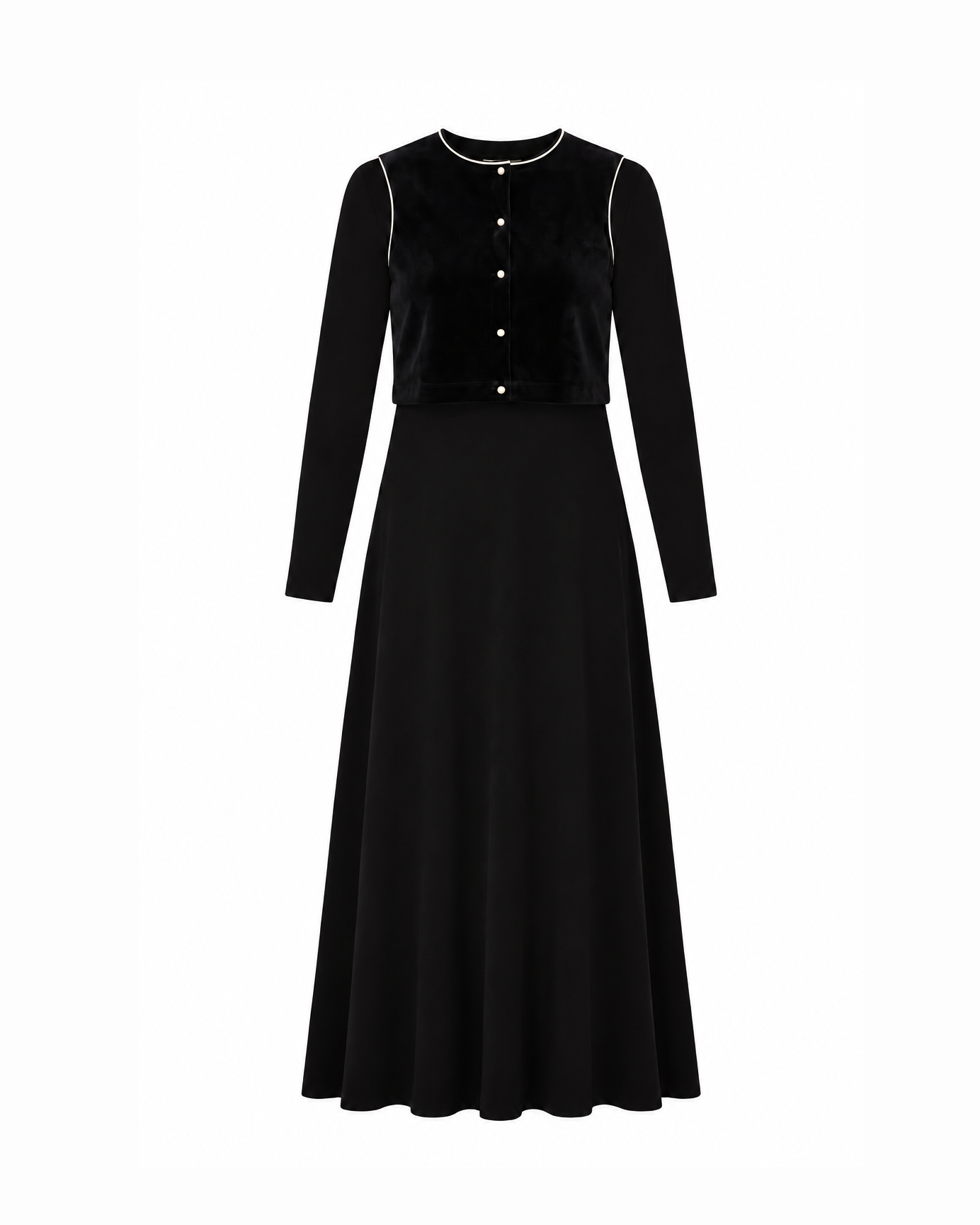 Black long dress on a white background