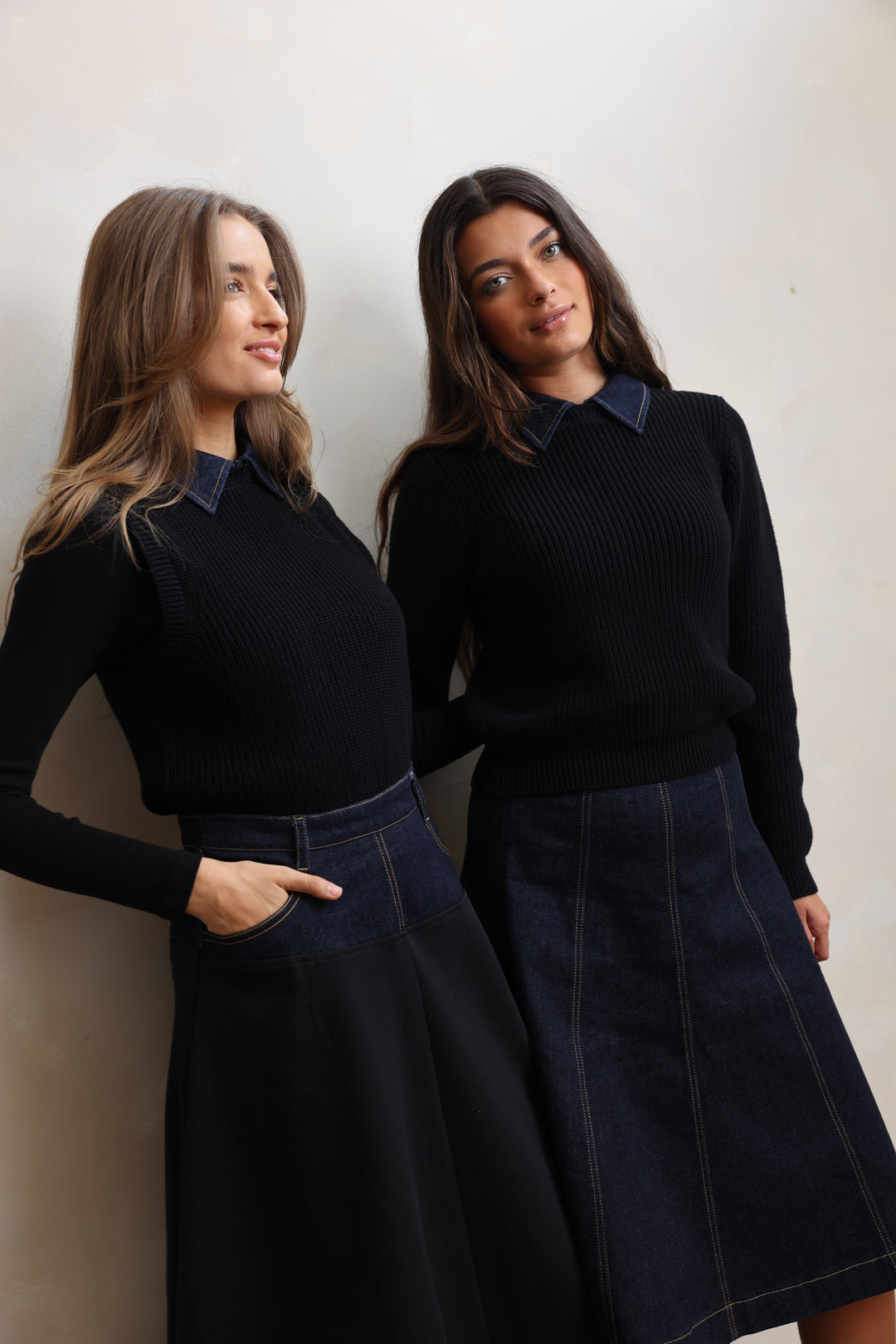 Denim Paneled Short  Skirt
