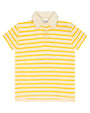 Yellow and white striped polo shirt on a white background