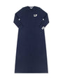 Navy long-sleeve dress with 'LP' logo on a white background