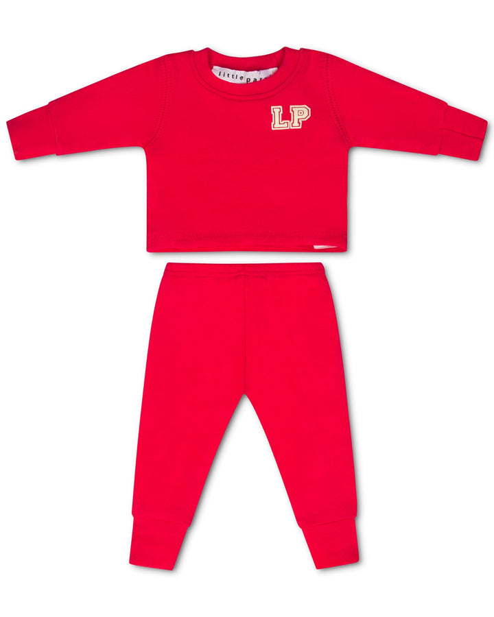 Doll Hot pink children's pajama set with 'LP' logo on a white background