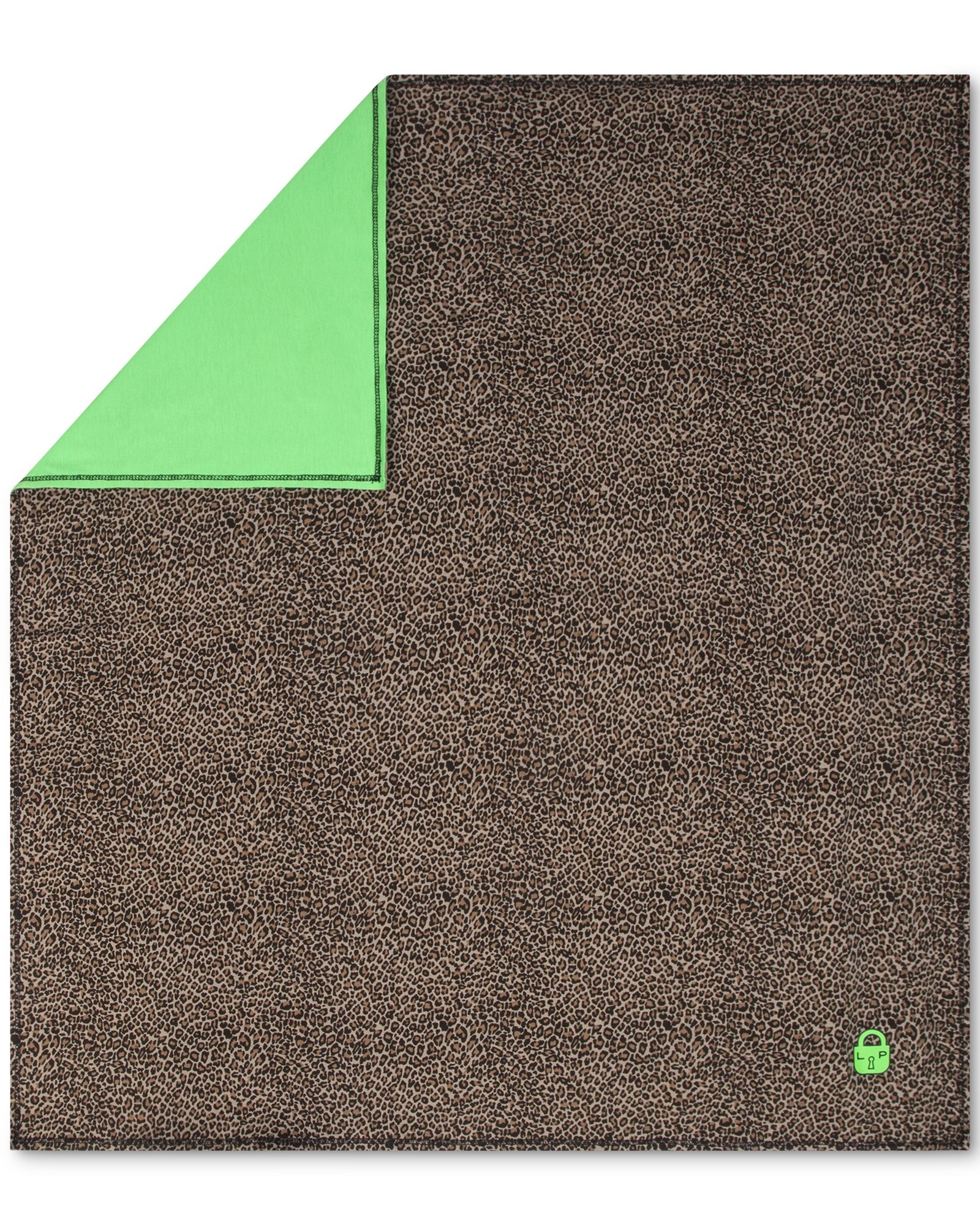 Brown textured mat with a green corner on a white background