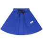 Blue skirt with a brand label on a white background