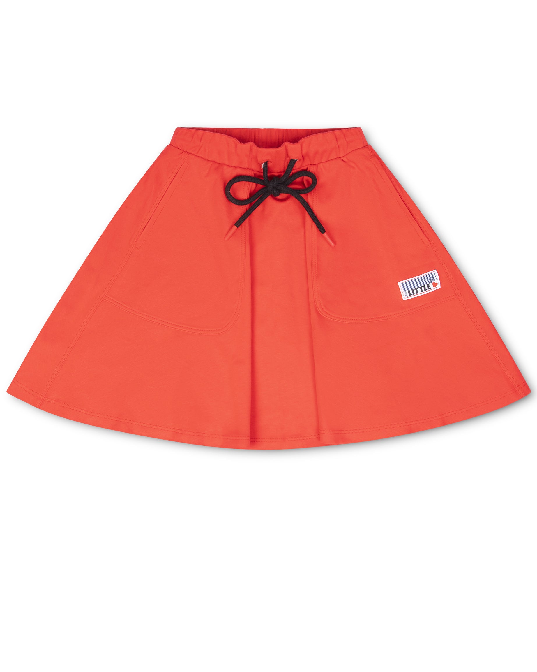 Orange skirt with a brand logo on a white background