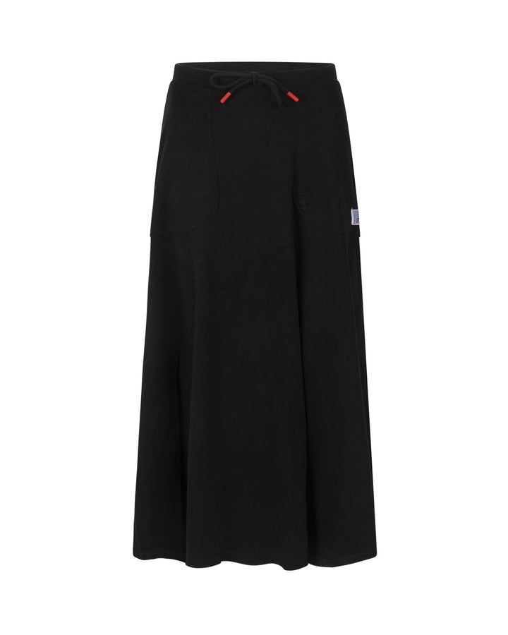 Black skirt with red accents on a white background