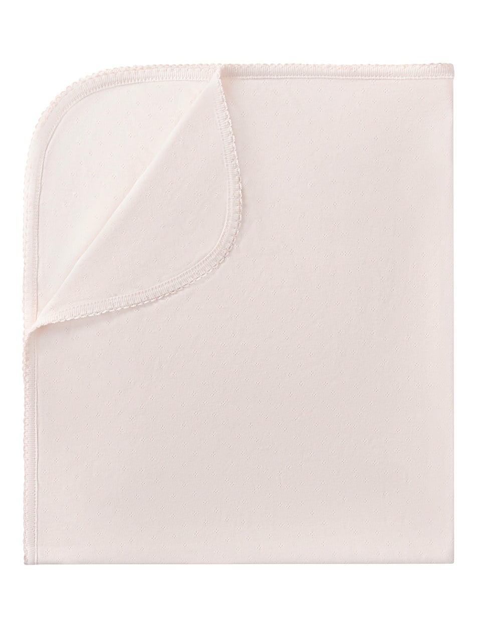 Folded pink blanket on a white background