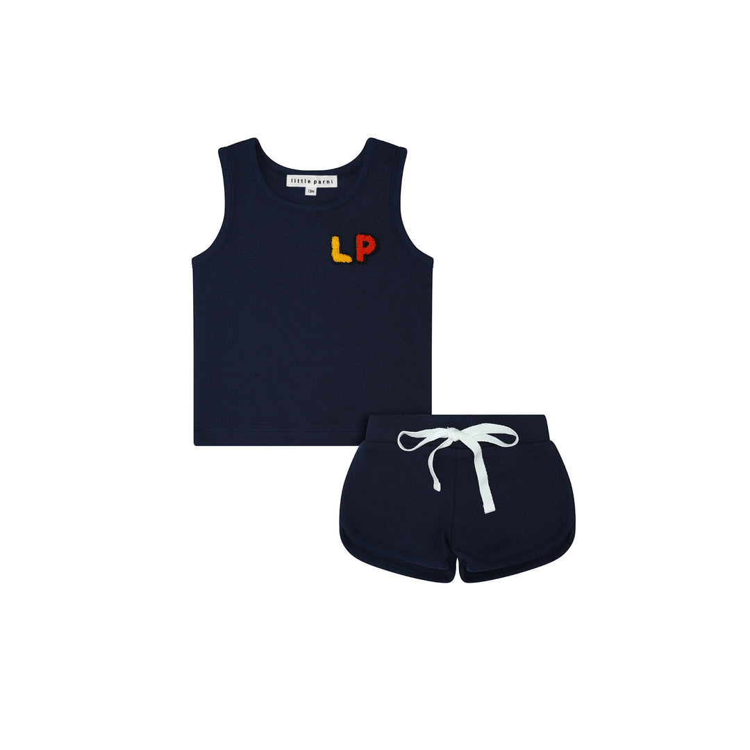 LP Baby Tank and Short Set Navy.