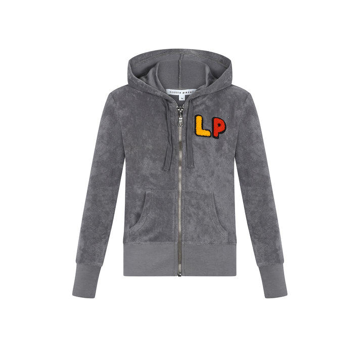 Girls French Terry Zip-Up Hoodie and Skirt Set Grey.