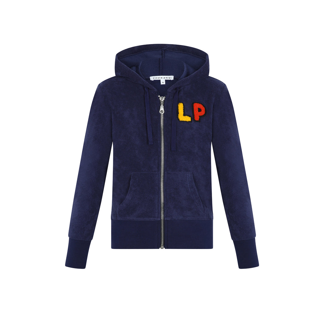 Girls French Terry Zip-Up Hoodie and Skirt Set Navy.
