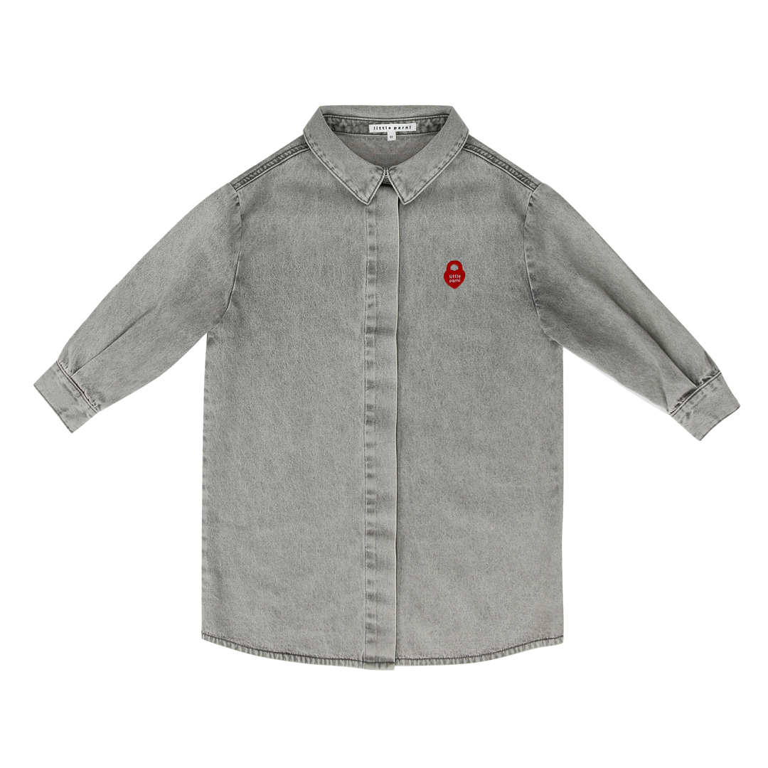 Grey Girls Long Sleeve Denim Shirtdress.