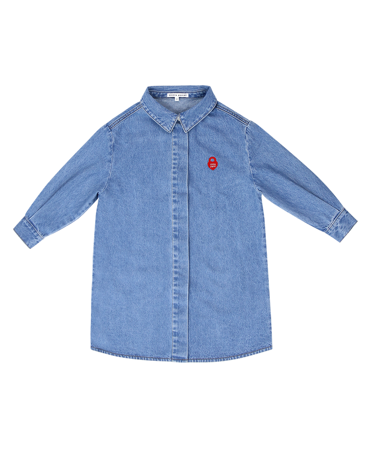 Girls Long Sleeve Denim Shirtdress blue.