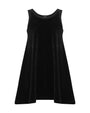 Black sleeveless dress on a white background.