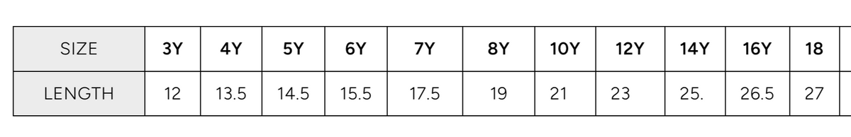 Size chart