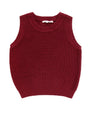 Red knitted vest on a white background