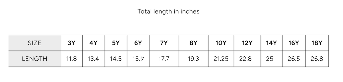 Size chart
