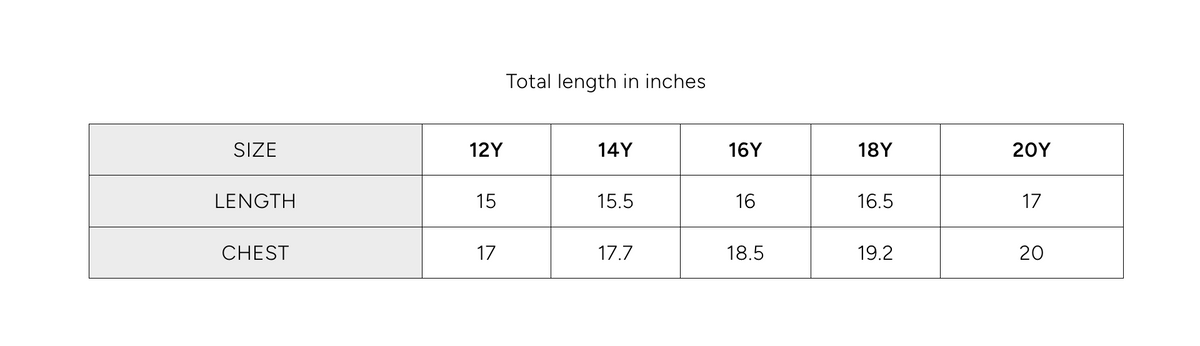 Size chart