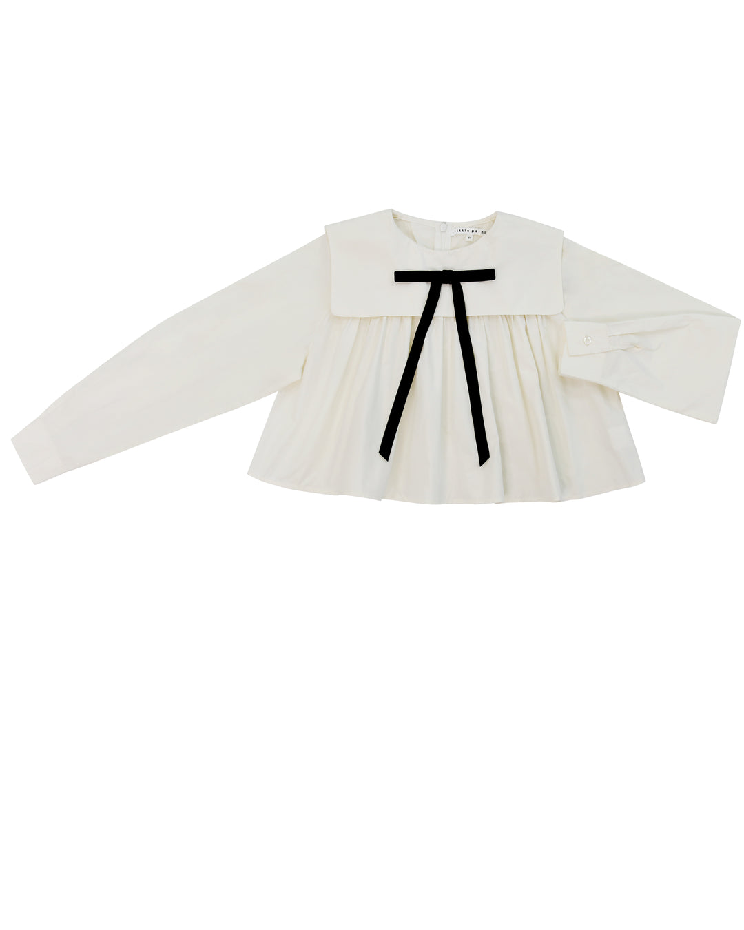 White blouse with black ribbon on a white background