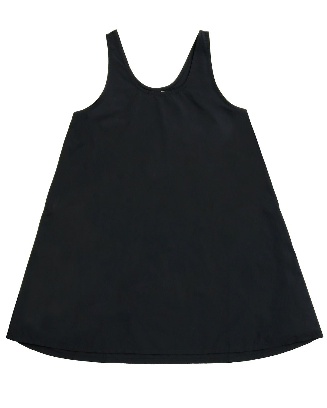Black tank dress on a white background