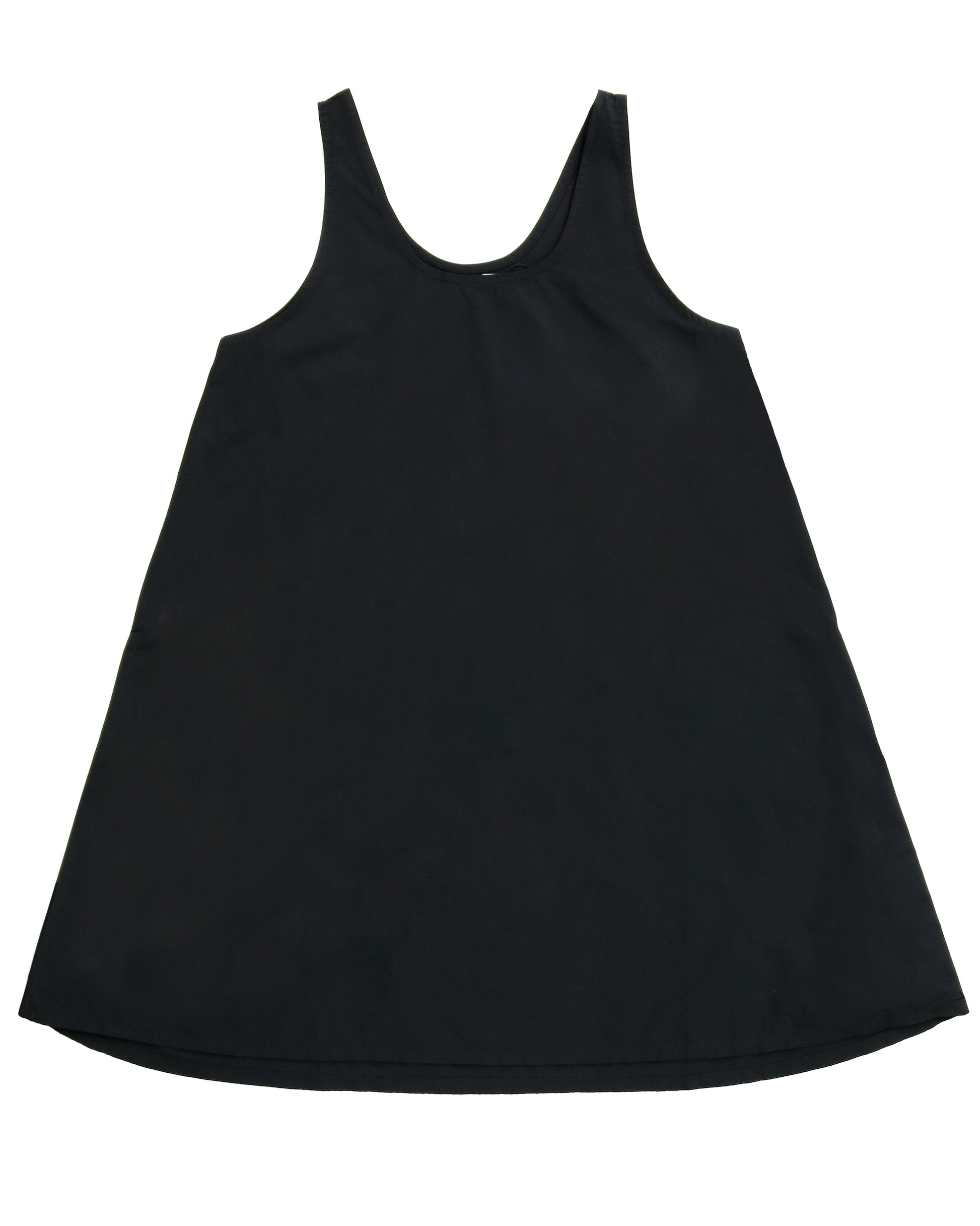 Black tank dress on a white background