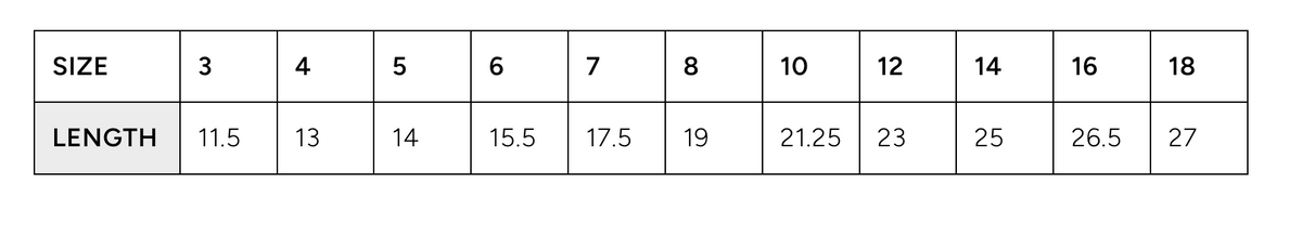 Size chart
