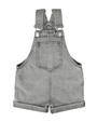 Gray denim overalls on a white background