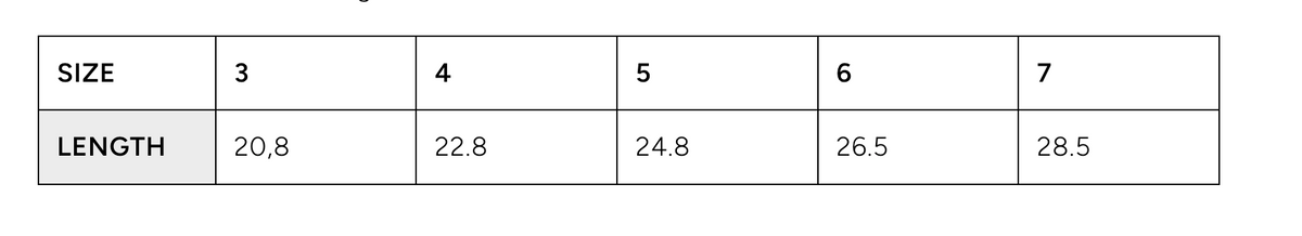 Size chart