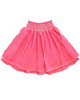 Pink skirt with lace waistband on a white background