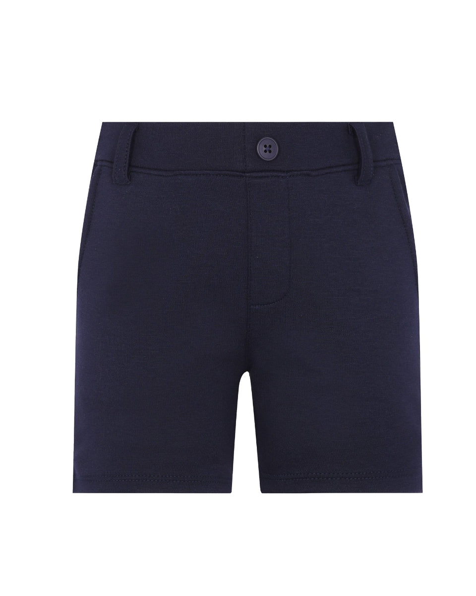 Navy blue shorts on a white background