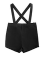 Black shorts with suspenders on a white background