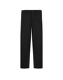 Black straight-leg trousers shown flat against a solid white background.