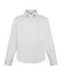A white long-sleeve button-down shirt with a classic collar, shown on a clean white background.