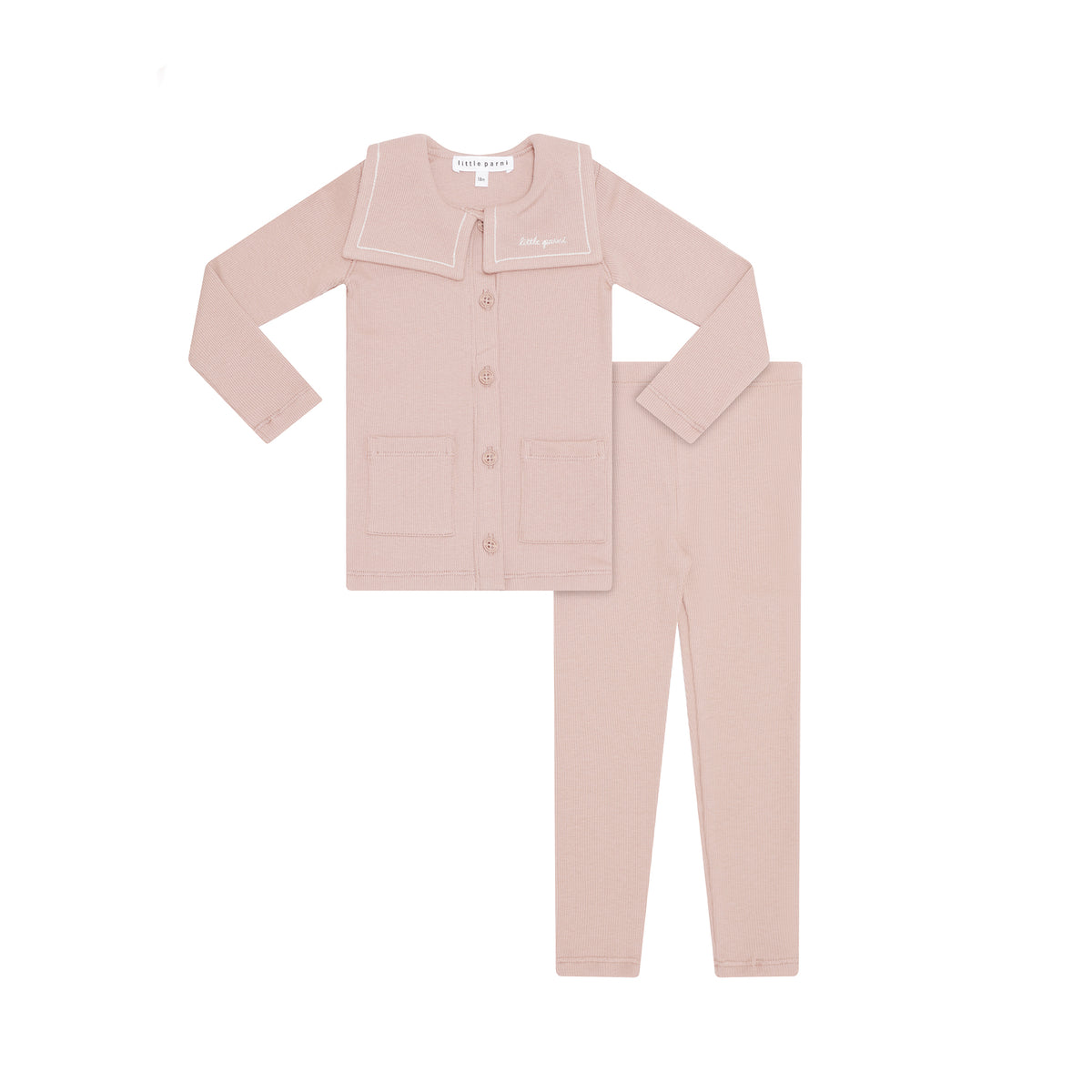 Embroidered Collar Cardigan Set