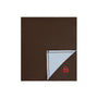 A square brown blanket with a light blue reverse side and a small red embroidered padlock logo in the bottom right corner, displayed flat against a white background.