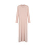 A long-sleeve maxi nightgown in a soft, pale blush pink, displayed on a clean white background.
