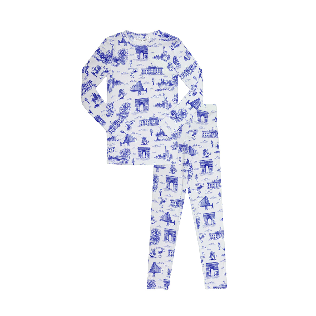Ivory Blue Timeless Toile Pajama Set.