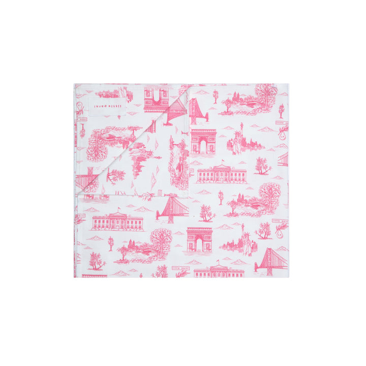 Ivory Pink Timeless Toile Baby Blanket.