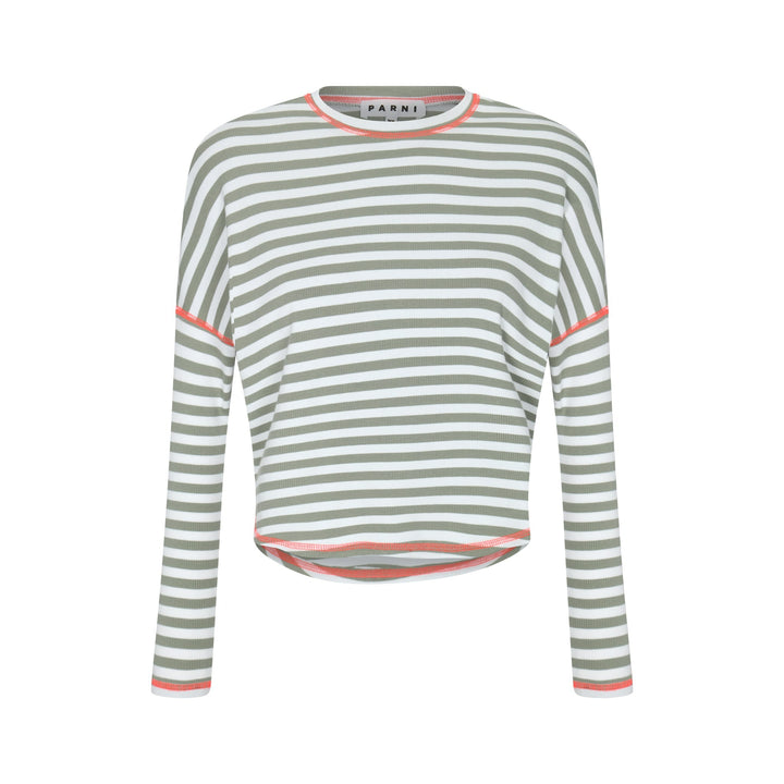 Striped Dolman T-shirt with Neon Accents