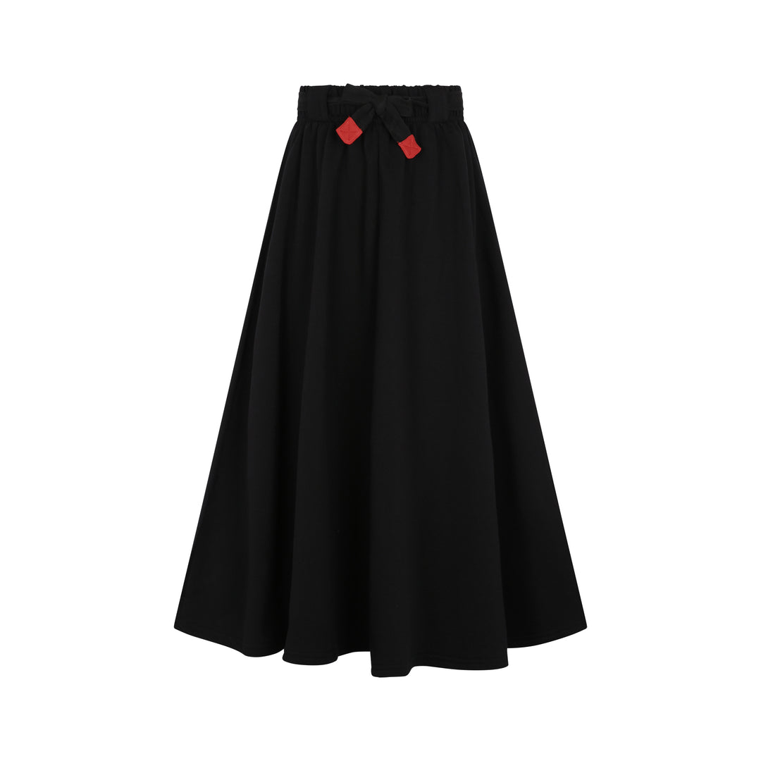 French Terry Belted Midi Skirt