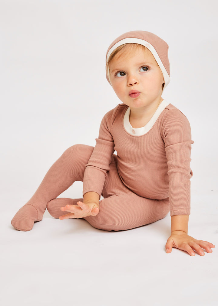 Ribbed Cotton Stretchy and Matching Beanie