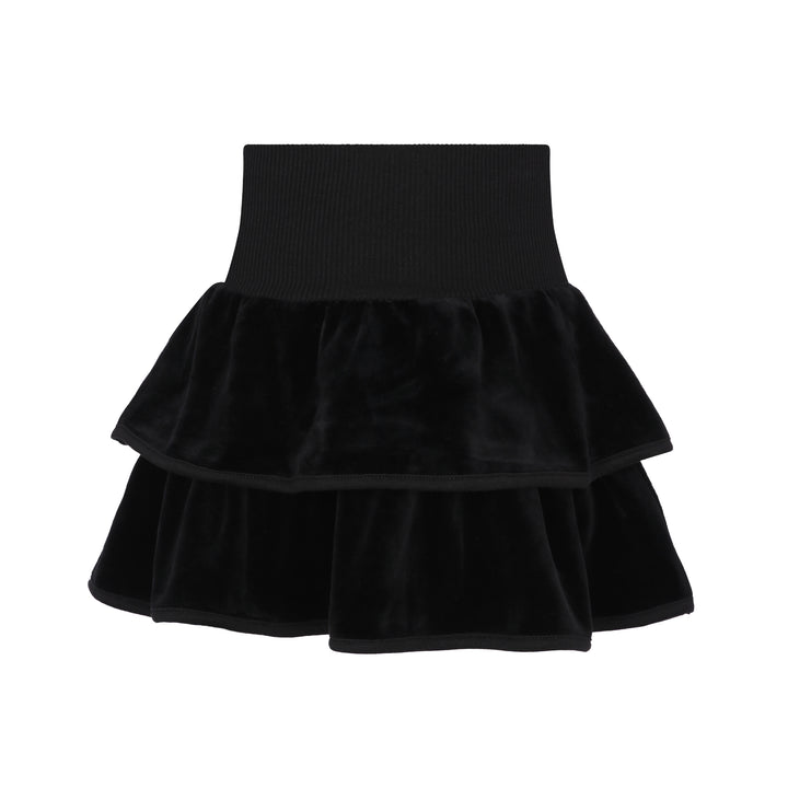 Classic Velour Tiered Short Skirt